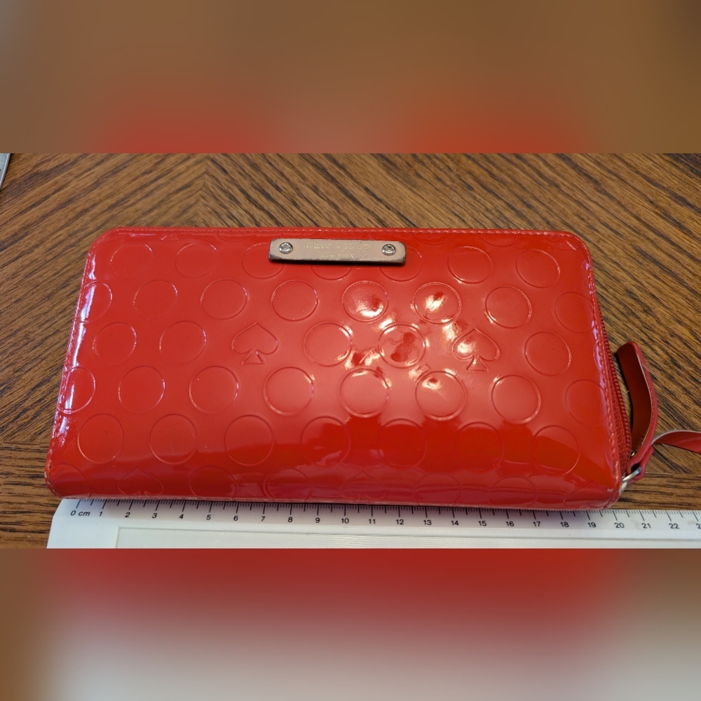 Kate Spade Vibrant Red Embossed Wallet - Picture 3 of 5
